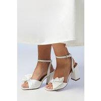 Coast Women's Bridal Tina Satin Soft Ruffle High Block Heel Sandals in Ivory | Size: 3