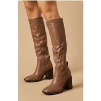 Kayin Square Toe High Block Heel Stretch Knee Boot
