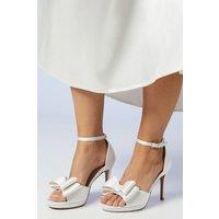 Coast Women's Bridal Tala Satin Structured Bow High Heel Platform Sandals in White | Size: 7