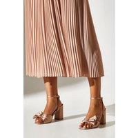 Coast Women's Tina Satin Soft Ruffle High Block Heel Sandals in Champagne | Size: 3