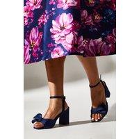 Coast Women's Tina Satin Soft Ruffle High Block Heel Sandals in Navy | Size: 3