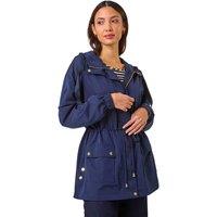 Roman Women's Shower Resistant Rain Jacket in Navy | Size: 14