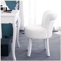 White Modern Plush Upholstered Dressing Footstool with White Legs