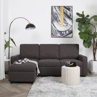 Home Garden Direct Selene - Corner Sofa Bed in Linen - Pull-out Sofa - Dark Grey | Size: 2.1m