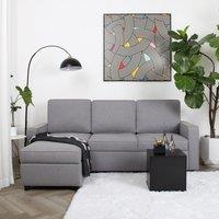 Home Garden Direct Selene - Corner Sofa Bed in Linen - Pull-out Sofa - Light Grey | Size: 2.1m