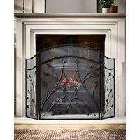 Dibor Vintage Style Leaf Vine Black Three Fold Fireplace Guard Fire Screen Guard H60cm x W100cm