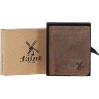 Fenland England Men's 4 Card, ID & Coins Billfold Wallet in Brown