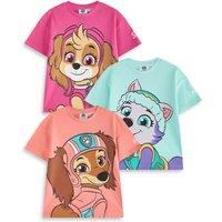 Paw Patrol Girl's Multi-Pack of 3 Short-Sleeved T-Shirts | Multicoloured | Official | Size: 4-5 Years