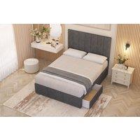 Somnior Austin Plush Velvet Midnight Pocket Sprung Divan Storage Bed with 4 Drawers & Headboard in Charcoal | Size: Super King