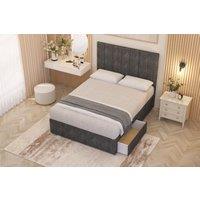 Somnior Austin Tweed Fabric Midnight Pocket Sprung Divan Storage Bed with 4 Drawers & Headboard in Charcoal | Size: Super King