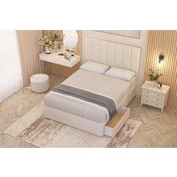 Somnior Alexas Plush Velvet Midnight Pocket Sprung Divan Storage Bed with 4 Drawers & Headboard in Ivory | Size: Small Double