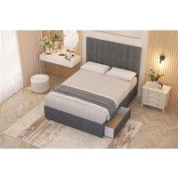 Somnior Alexas Plush Velvet Midnight Pocket Sprung Divan Storage Bed with 4 Drawers & Headboard in Silver | Size: King