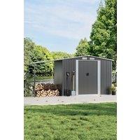 Garden Sanctuary Outdoor Garden Metal Storage Tool Shed with Lean-to in Dark Grey