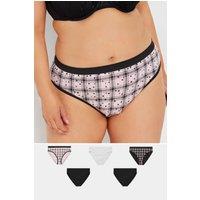Yours Women's 5 Pack High Leg Knickers in Black | Size: 30-32