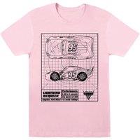 Disney Boy's Cars Lightning McQueen Blueprint T-Shirt in Baby Pink | Size: 3-4 Years