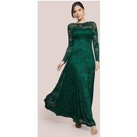Goddiva Women's Scalloped Lace A Line Maxi Dress in Emerald | Size: 10