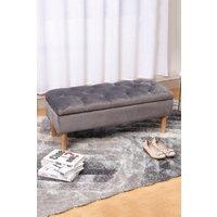 Velvet Storage Bench Ottoman with Rubber Wooden Leg
