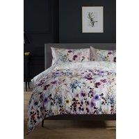 The Lyndon Company Watercolour Floral 180 Thread Count Soft Cotton Digital Printed Duvet Cover Set in Lilac | Size: Single