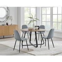 FurnitureboxUK Santorini Brown Round Table & 4 Corona Black Leg Chairs in Grey