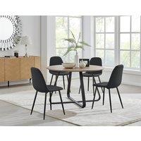 FurnitureboxUK Santorini Brown Round Table & 4 Corona Black Leg Chairs