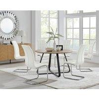 FurnitureboxUK Santorini Brown Round Dining Table & 4/6 Murano Chairs in Off-White