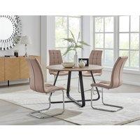 FurnitureboxUK Santorini Brown Round Dining Table & 4/6 Murano Chairs in Beige