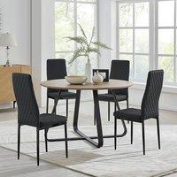 FurnitureboxUK Santorini Brown Round Dining Table & 4 Milan Black Leg Chairs