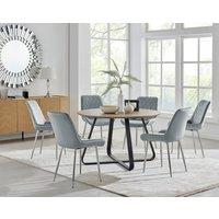 FurnitureboxUK Santorini Brown Round Dining Table & 4/6 Pesaro Silver Leg Chairs in Grey