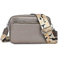 Fontanella Fashion Women's Suni Dual Compartments PU Leather Crossbody Bag with Removable Pouch in Metallic Silver