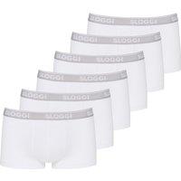 Sloggi Men's Go ABC Hipster Trunks 6 Pack in White | Size: XL