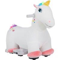 AIYAPLAY 6V Electric Ride on Unicorn with Music Forward in White
