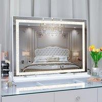 FENCHILIN Crystal Hollywood Vanity Mirror with Lights Bluetooth Hollywood Led Strip Music Mirror 80x58cm in White | Size: 80x58 cm