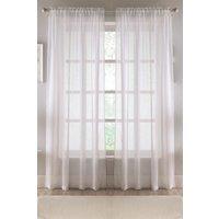 Tyrone Textiles Linen Look Plan Voile Panel Pair with Rod Pocket- Ready To Hang in White | Size: 140 cm width x 137 cm drop