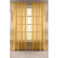 Tyrone Textiles Linen Look Plan Voile Panel Pair with Rod Pocket- Ready To Hang in Yellow | Size: 140 cm width x 122 cm drop