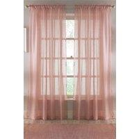 Tyrone Textiles Linen Look Plan Voile Panel Pair with Rod Pocket- Ready To Hang in Pink | Size: 140 cm width x 122 cm drop