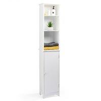 VonHaus Holbrook Freestanding Slim Tall Bathroom Storage Cabinet in White
