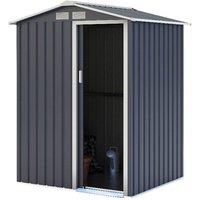 Charles Bentley 4.9ft x 4.3ft Metal Storage Shed Grey Small Apex H186 x W150 cm