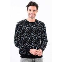 Enorsia Men's Crew Neck Crack Print Sweatshirt in Black | Size: Medium