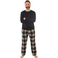 Just Essentials Men's Flannel Check Long Pyjama Set in Black | Size: 2XL
