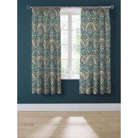 Dreams & Drapes 'Palais' Lined Pair of Pencil Pleat Curtains With Tie-Backs in Teal | Size: 167 cm width x 183 cm drop