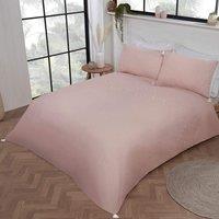 Smart Living Luxury Hotel Quality Boho Embroidered Tassels Duvet Cover with Pillowcases in Pink | Size: Single