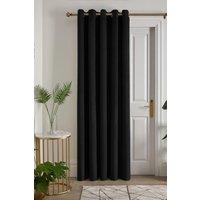 Laurence Llewelyn-Bowen 'Montrose' Velvet Blackout Eyelet Single Panel Door Curtain in Black | Size: 168 cm width x 214 cm drop