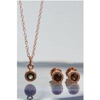 Otis Jaxon London Women's Smoked Quartz Sterling Silver Gemstone Jewellery Set in Rose Gold