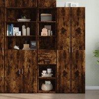 Berkfield Home Highboard Smoked Oak 40x42.5x185 cm Engineered Wood in Brown
