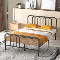 Costway Double Size Metal Bed Frame with Headboard Platform Bed with Metal Slats Support in Black
