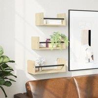 Berkfield Home 3 Piece Wall Shelf Set with Bars Sonoma Oak Engineered wood in Brown