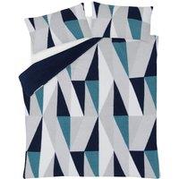 Smart Living Luxurious GEO Triangle Fleece Duvet Cover with Pillowcases in Navy | Size: Super King