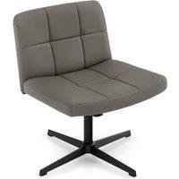 Gymax Upholstered Office Chair Swivel Vanity Chair With Adjustable Height in Grey