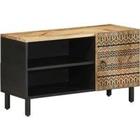 TV Cabinet Black 80x33.5x46 cm Solid Rough Wood Mango