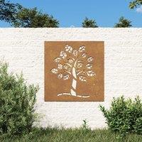 Berkfield Home Garden Wall Decoration 55x55 cm Corten Steel Tree Design in Brown